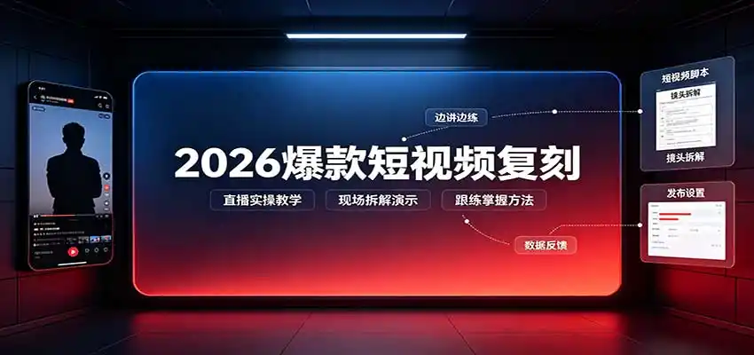 2026爆款短视频复刻：直播实操教学，配套文字文档掌握全流程-豌豆轻创