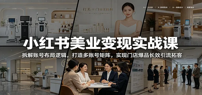 小红书美业变现实战课：拆解账号布局逻辑，打造多账号矩阵，实现门店爆品长效引流拓客-豌豆轻创
