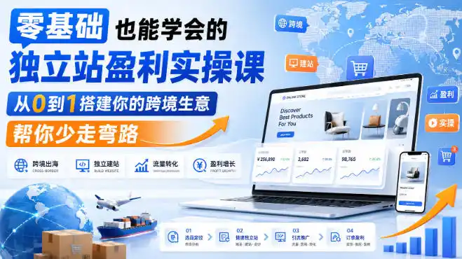 零基础也能学会的独立站盈利实操课，从0到1搭建你的跨境生意，帮你少走弯路-豌豆轻创