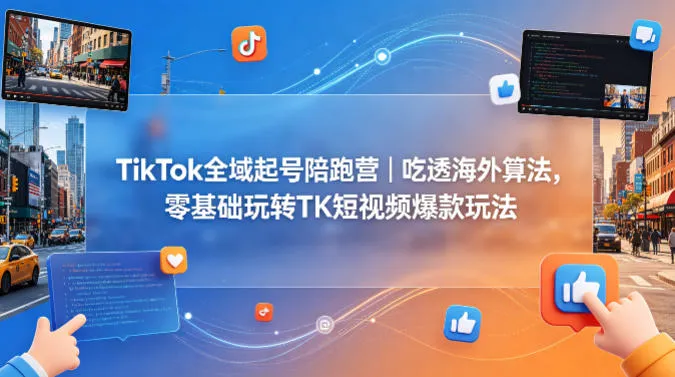 TikTok全域起号陪跑营｜吃透海外算法，零基础玩转TK短视频爆款玩法-豌豆轻创