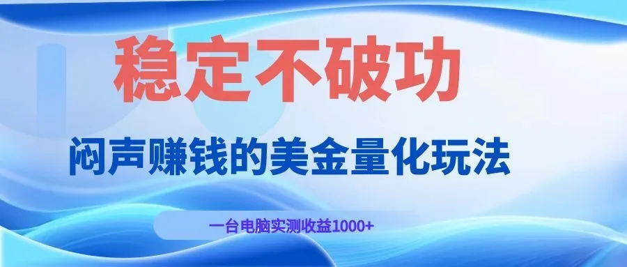 闷声赚钱的美金量化玩法，一台电脑实测收益1000+稳定不破功！-豌豆轻创