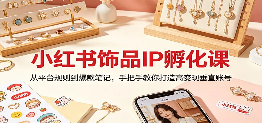 小红书饰品IP孵化课：从平台规则到爆款笔记，手把手教你打造高变现垂直账号-豌豆轻创