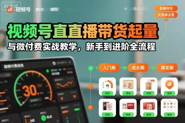 视频号直播带货起量与微付费实战教学，新手到进阶全流程(更新26年10月)-豌豆轻创
