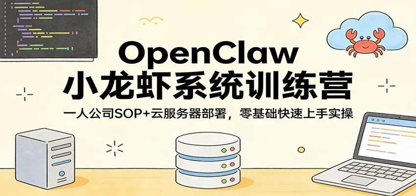 OpenClaw小龙虾系统训练营：一人公司SOP，云服务器部署，零基础快速上手实操-豌豆轻创
