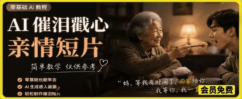 AI催泪戳心亲情短片,零基础AI教程,简单教学仅供参考-豌豆轻创