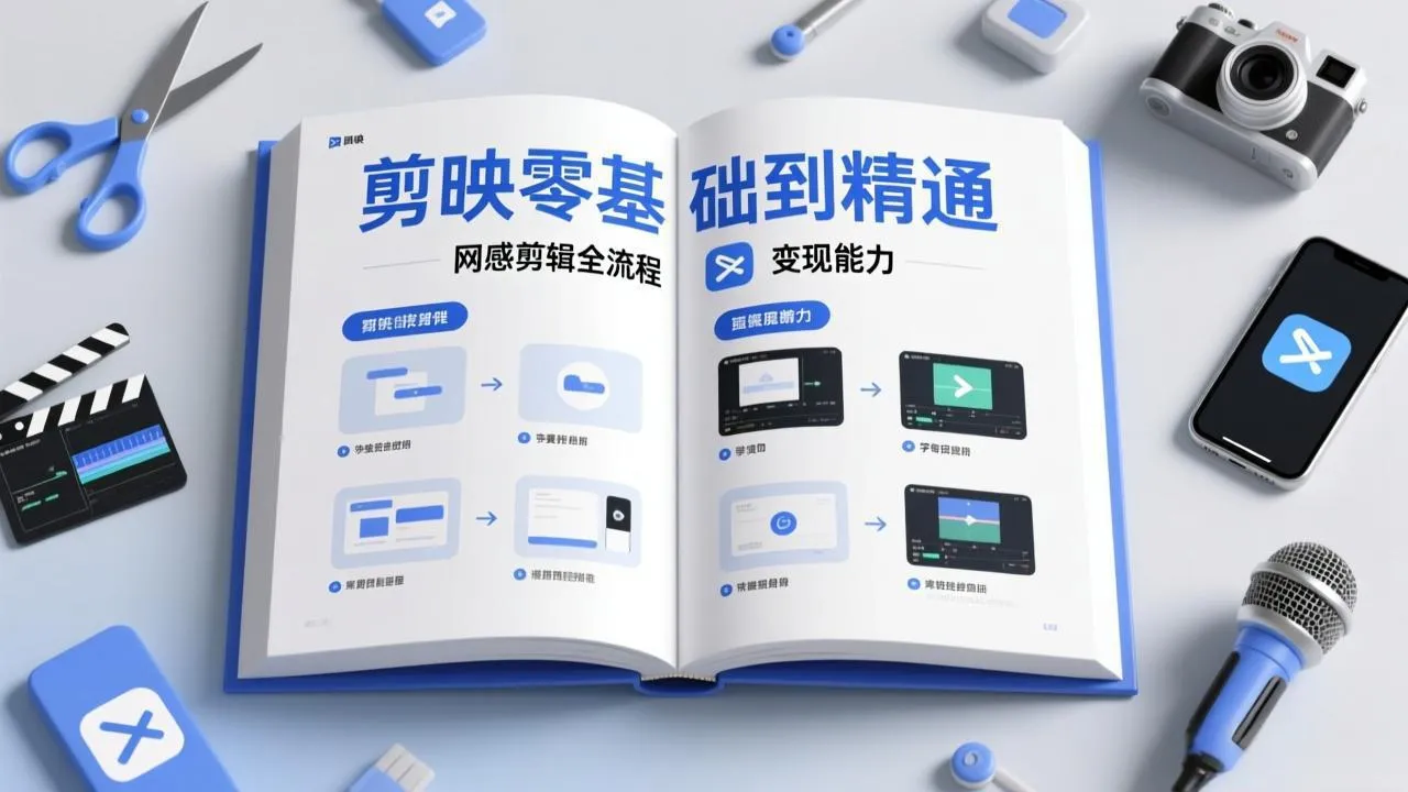 剪映零基础也能快速上手，从入门到精通掌握网感剪辑全流程，掌握能直接变现的剪辑能力-轻创