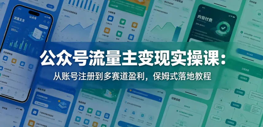 公众号流量主变现实操课：从账号注册到多赛道盈利，保姆式落地教程-豌豆轻创