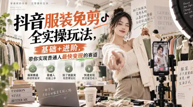 抖音服装免剪全实操玩法，基础+进阶，带你实现普通人最快变现的赛道-豌豆轻创