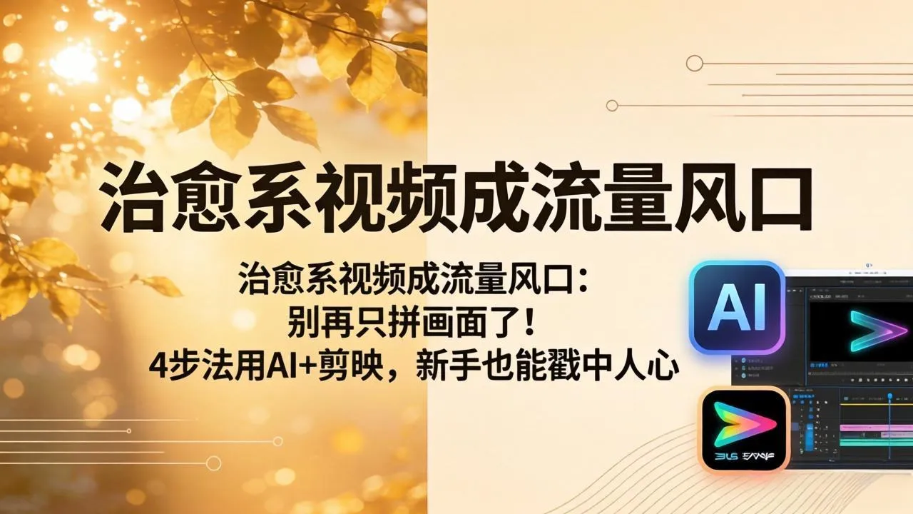 治愈系视频成流量风口：别再只拼画面了！4步法用AI+剪映，新手也能戳中人心-豌豆轻创