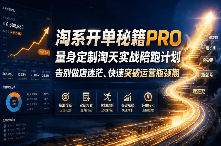 淘系开单秘籍PRO，量身定制淘天实战陪跑计划，告别做店迷茫、快速突破运营瓶颈期(更新260906)-豌豆轻创