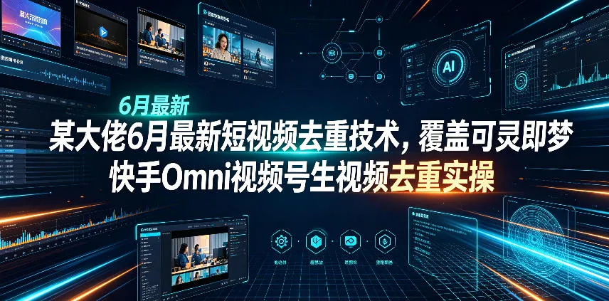 某大佬6月最新短视频去重技术，覆盖可灵即梦快手Omni视频号生视频去重实操-豌豆轻创