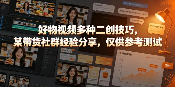 好物视频多种二创技巧，某带货社群经验分享，仅供参考测试-豌豆轻创