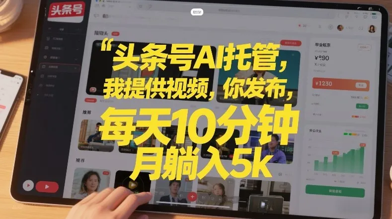 头条号AI托管，我提供视频，你发布，每天10分钟，月躺入5k+【揭秘】-轻创