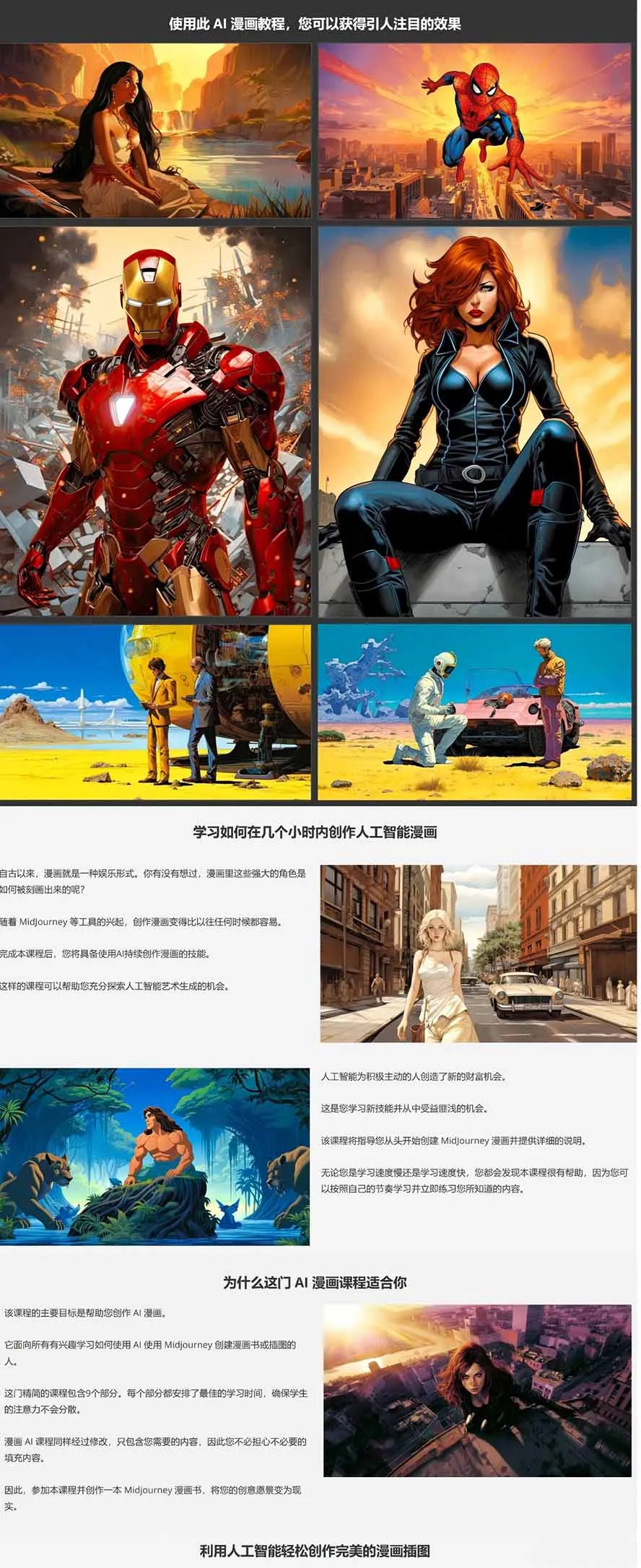 Midjourney AI漫画创作课，脚本构思、人物设计、排版合成，零基础创作完整漫画或系列插画-轻创