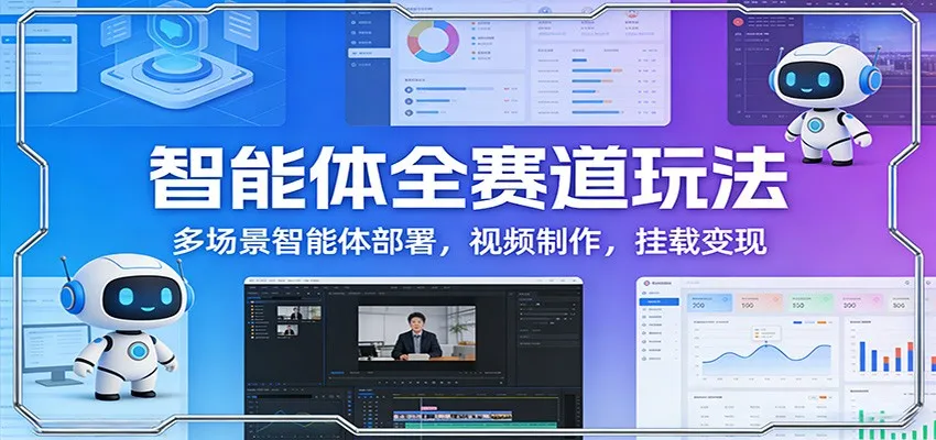 智能体全赛道玩法：多场景智能体部署，视频制作，挂载变现-轻创