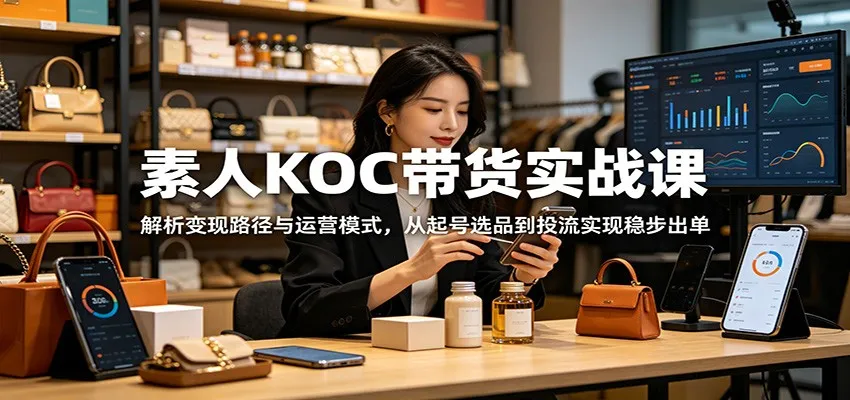 素人KOC带货实战课：解析变现路径与运营模式，从起号选品到投流实现稳步出单-豌豆轻创