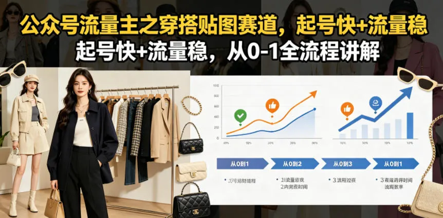 公众号流量主之穿搭贴图赛道，起号快+流量稳，从0-1全流程讲解-豌豆轻创