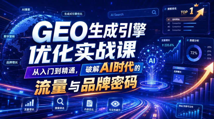 GEO生成引擎优化实战课,从入门到精通,破解AI时代的流量与品牌密码-豌豆轻创