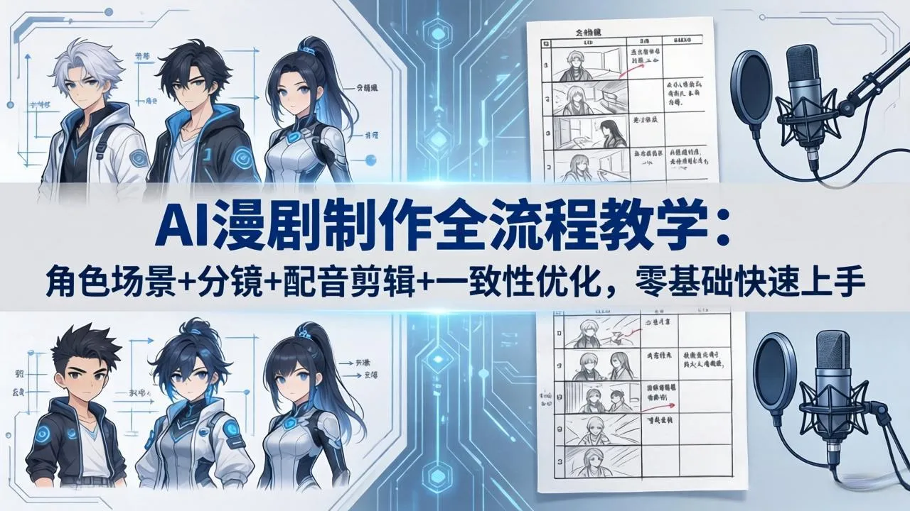 AI漫剧制作全流程教学：角色场景+分镜+配音剪辑+一致性优化，零基础快速上手-豌豆轻创