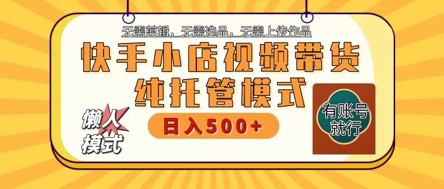 快手小店托管代运营 全程无需操作 二八分成 月入5000+-轻创