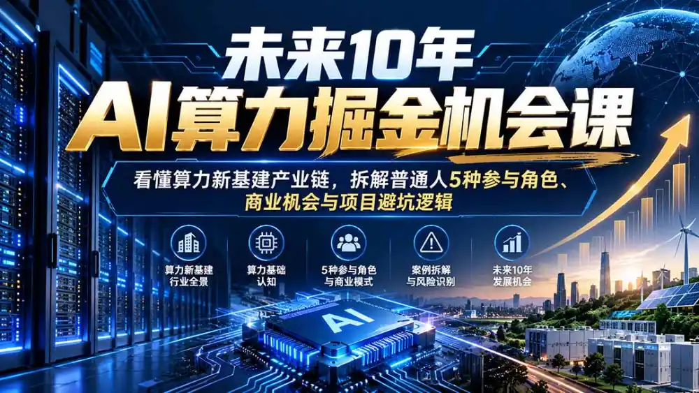 未来10年AI算力掘金机会课：看懂算力新基建产业链，拆解普通人5种参与角色、商业机会与项目避坑逻辑-豌豆轻创