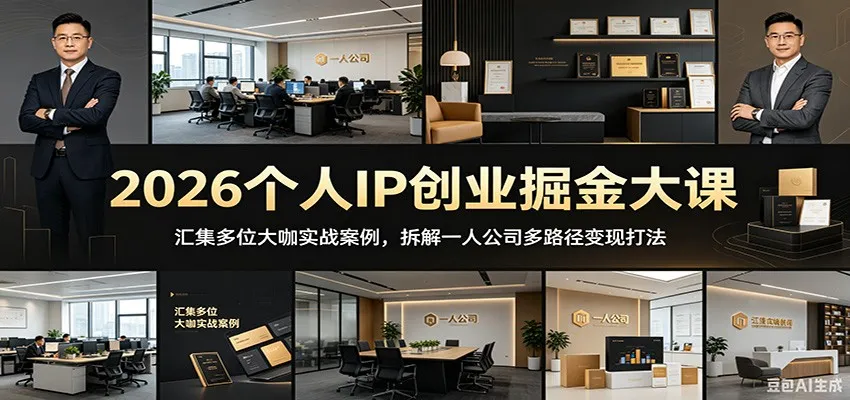 2026个人IP创业掘金大课：汇集多位大咖实战案例，拆解一人公司多路径变现打法-豌豆轻创