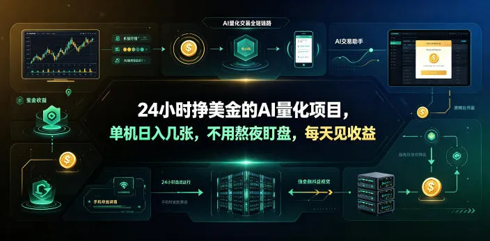 24小时挣美金的AI量化项目，单机日入几十美刀，不用熬夜盯盘，每天见收益【揭秘】-豌豆轻创
