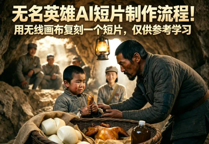 无名英雄AI短片制作流程！用无线画布复刻一个短片，仅供参考学习-豌豆轻创