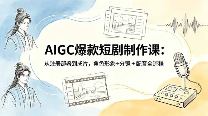 AIGC爆款短剧制作课：从注册部署到成片，角色形象+分镜+配音全流程-豌豆轻创
