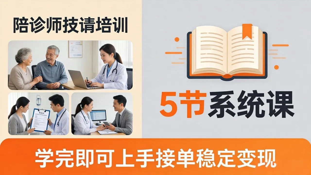 想做陪诊师不知从何下手？5节系统课教你掌握核心技能，学完即可上手接单稳定变现-豌豆轻创