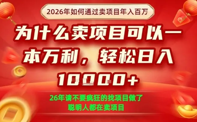 一单净利润1K+，26年想年入100个W，死磕卖项目就够了【揭秘】-豌豆轻创