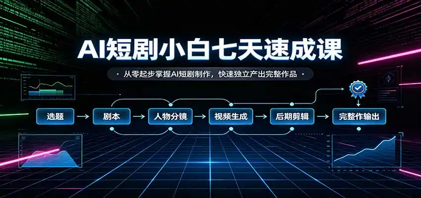 AI短剧小白七天速成课：从零起步掌握AI短剧制作，快速独立产出完整作品-豌豆轻创