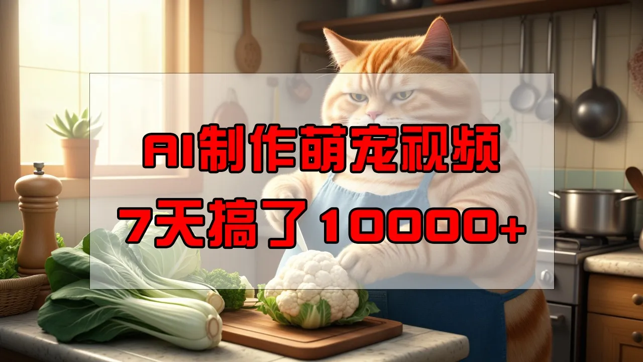 靠AI制作萌宠视频,7天搞了1万+,操作简单门槛低,有手机就行-轻创