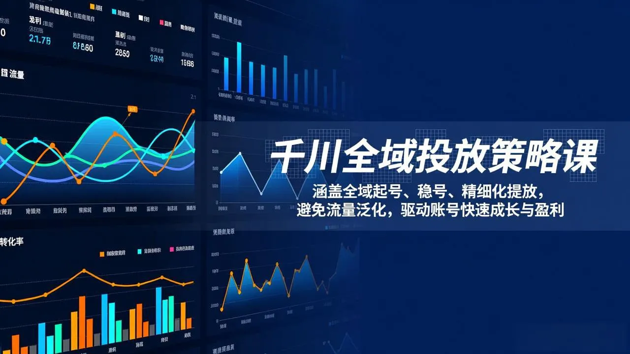 千川全域投放策略课：涵盖全域起号、稳号、精细化投放，避免流量泛化，驱动账号快速成长与盈利-轻创