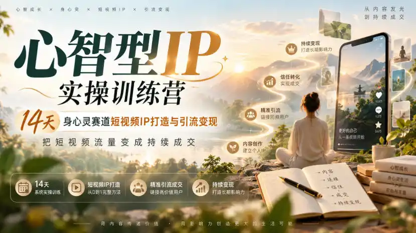 心智型IP实操训练营|14天身心灵赛道短视频IP打造与引流变现,把短视频流量变成持续成交-豌豆轻创