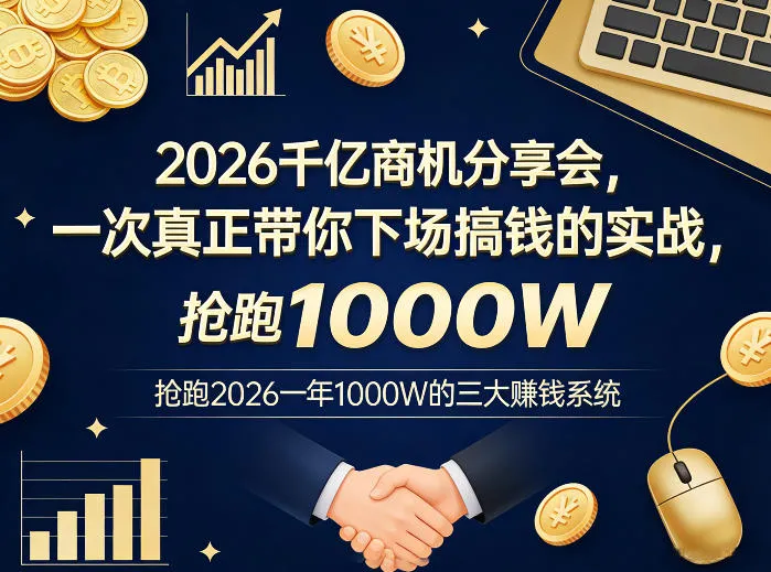 2026千亿商机分享会,一次真正带你下场搞钱的实战,抢跑2026一年1000W的三大賺钱系统-豌豆轻创