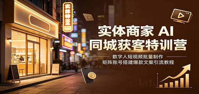 实体商家AI同城获客特训营:数字人短视频批量制作,矩阵账号搭建爆款文案引流教程-豌豆轻创