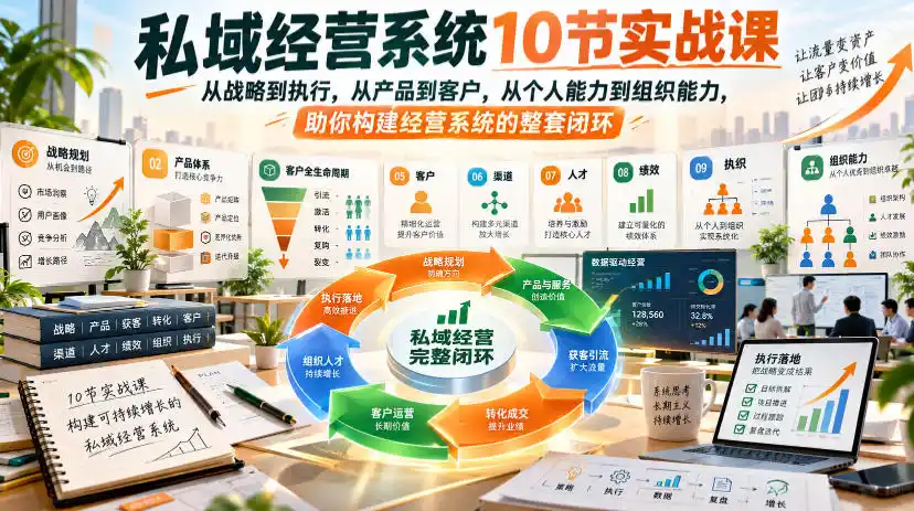 私域经营系统10节实战课，从战略到执行，从产品到客户，从个人能力到组织能力，助你构建经营系统的整套闭环-豌豆轻创
