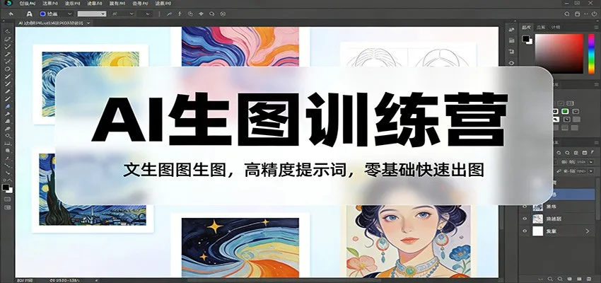 AI生图训练营：文生图图生图，高精度提示词，零基础快速出图-轻创