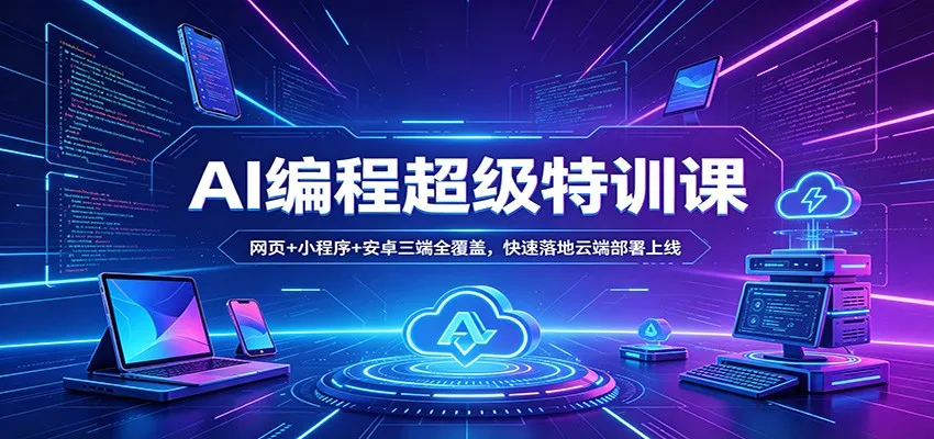 AI编程超级特训课：网页+小程序+安卓三端全覆盖，快速落地云端部署上线-豌豆轻创