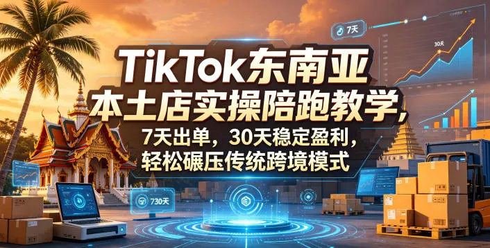 TikTok东南亚本土店实操陪跑教学，7天出单，30天稳定盈利，轻松碾压传统跨境模式-豌豆轻创