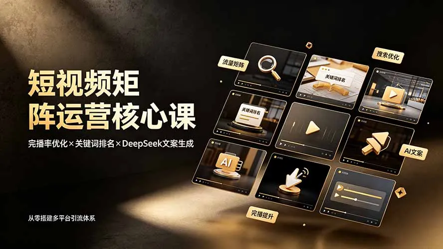 短视频矩阵运营核心课：完播率优化×关键词排名×DeepSeek文案生成，从零搭建多平台引流体系-豌豆轻创