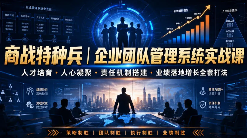 商战特种兵｜企业团队管理系统实战课人才培育・人心凝聚・责任机制搭建・业绩落地增长全套打法-豌豆轻创