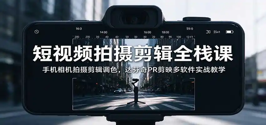 短视频拍摄剪辑全栈课:手机相机拍摄剪辑调色,达芬奇PR剪映多软件实战教学-豌豆轻创