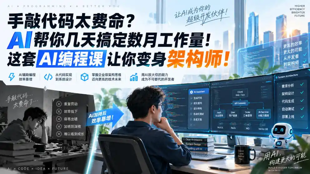 手敲代码太费命?AI帮你几天搞定数月工作量!这套AI编程课让你变身架构师!【原创双语字幕】-豌豆轻创