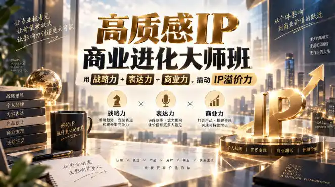 高质感IP商业进化大师班,用战略力+表达力+商业力,撬动IP溢价力-豌豆轻创