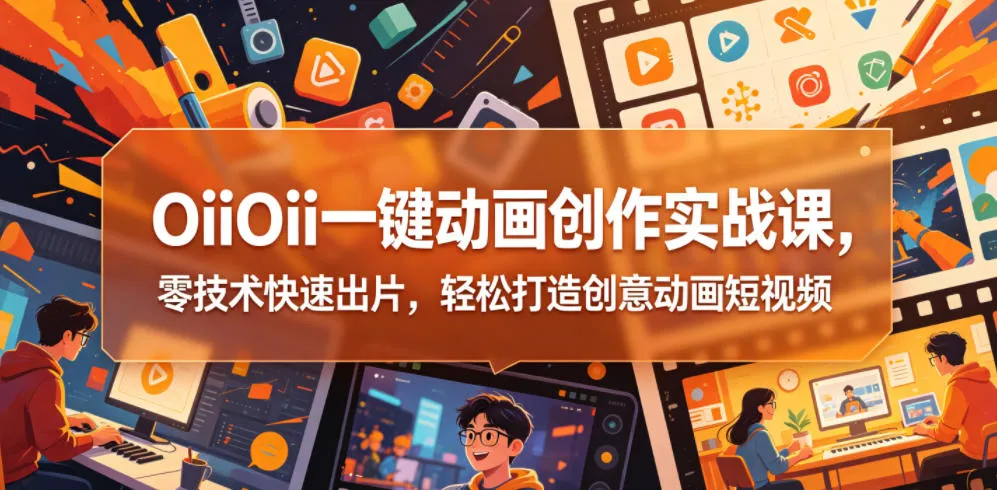 OiiOii一键动画创作实战课，零技术快速出片，轻松打造创意动画短视频-豌豆轻创