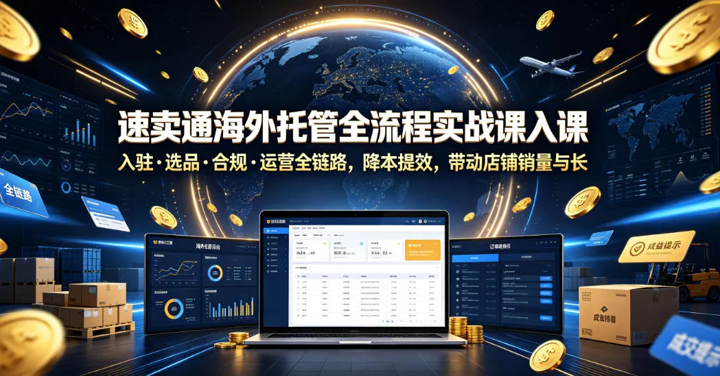速卖通海外托管全流程实战课入驻・选品・合规・运营全链路，降本提效，带动店铺销量与收益增长-豌豆轻创