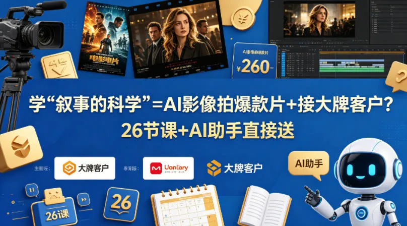 学《叙事的科学》=AI影像拍爆款片+接大牌客户？26节课+AI助手直接送【原创双语字幕】-豌豆轻创