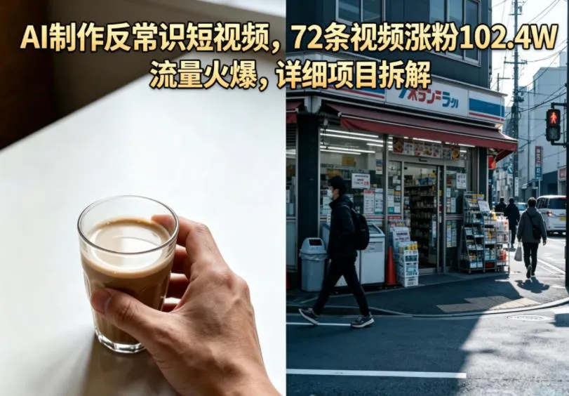 AI制作反常识短视频，72条视频涨粉102.4W，流量火爆，详细项目拆解-豌豆轻创
